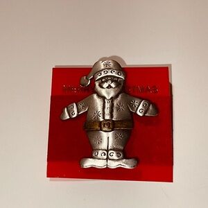 Vintage New Old Stock Snowman Brooch Pin Winter Theme Silver Tone